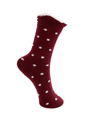 BCLUMINA Socke - Weinrot mit Punkten
