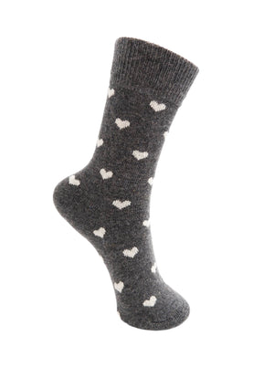 BCCAI Wollsocken mit Herzmotiv – Dunkelgrau