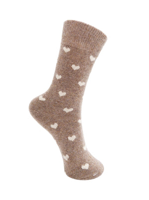 BCCAI Wollsocke mit Herzmotiv – Latte