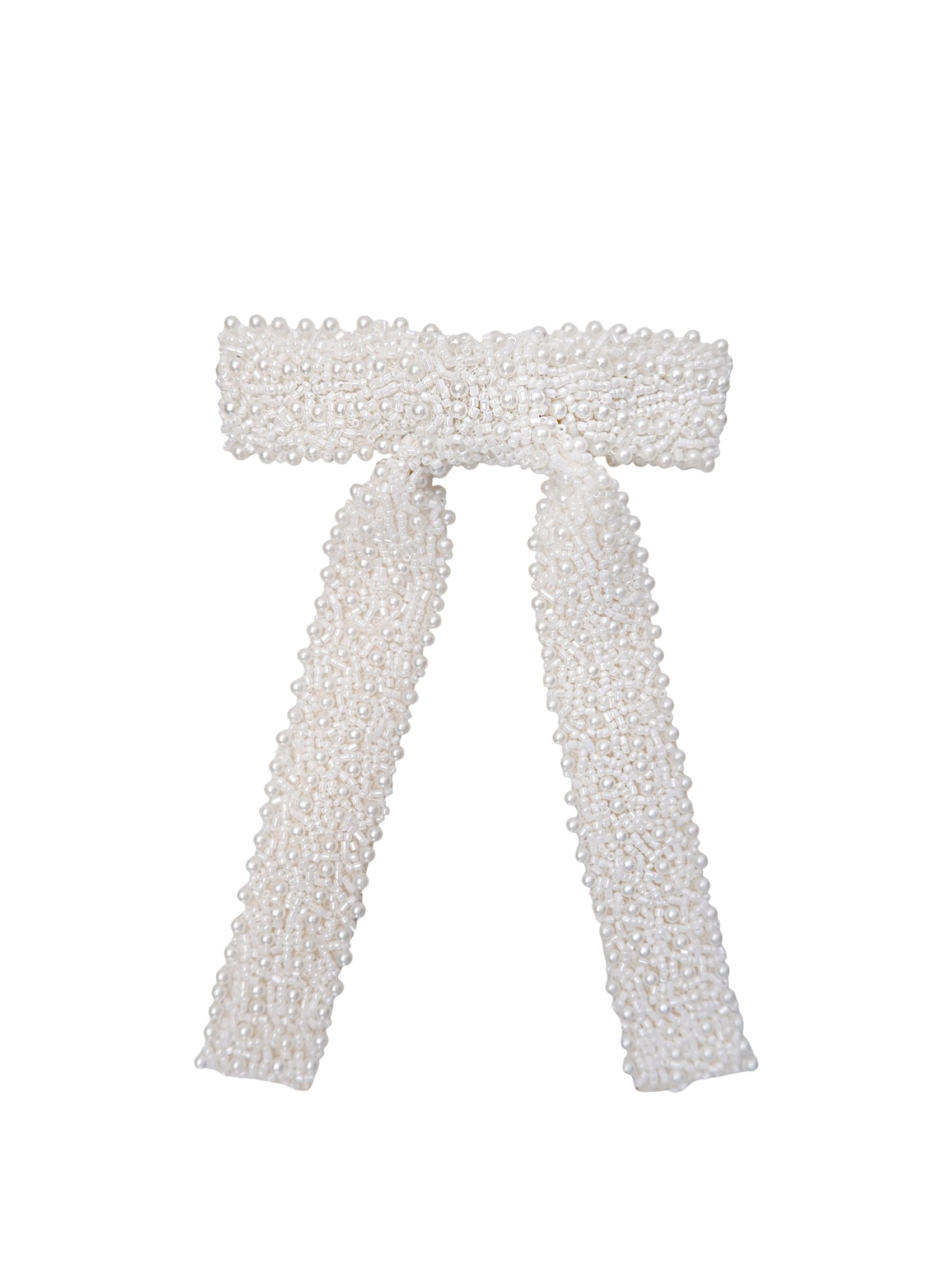 BCPEARL bow beaded barette - White - Black Colour