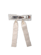 BCPEARL bow beaded barette - White - Black Colour