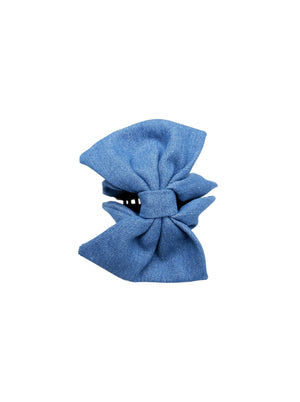BCKERI Denim-Haarklammer mit Schleife - Blue Denim
