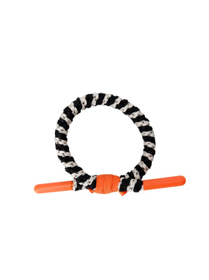 BCDREW Gummiband - Weiß/Schwarz mit orangefarbener Perle