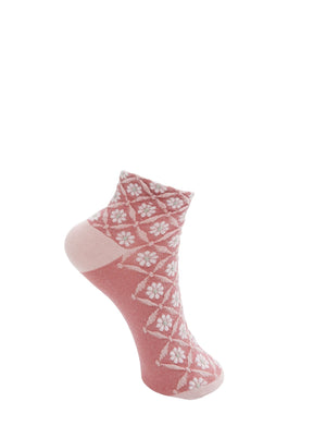 BCLISA Jacquard-Socken mit Ankellänge – Rose