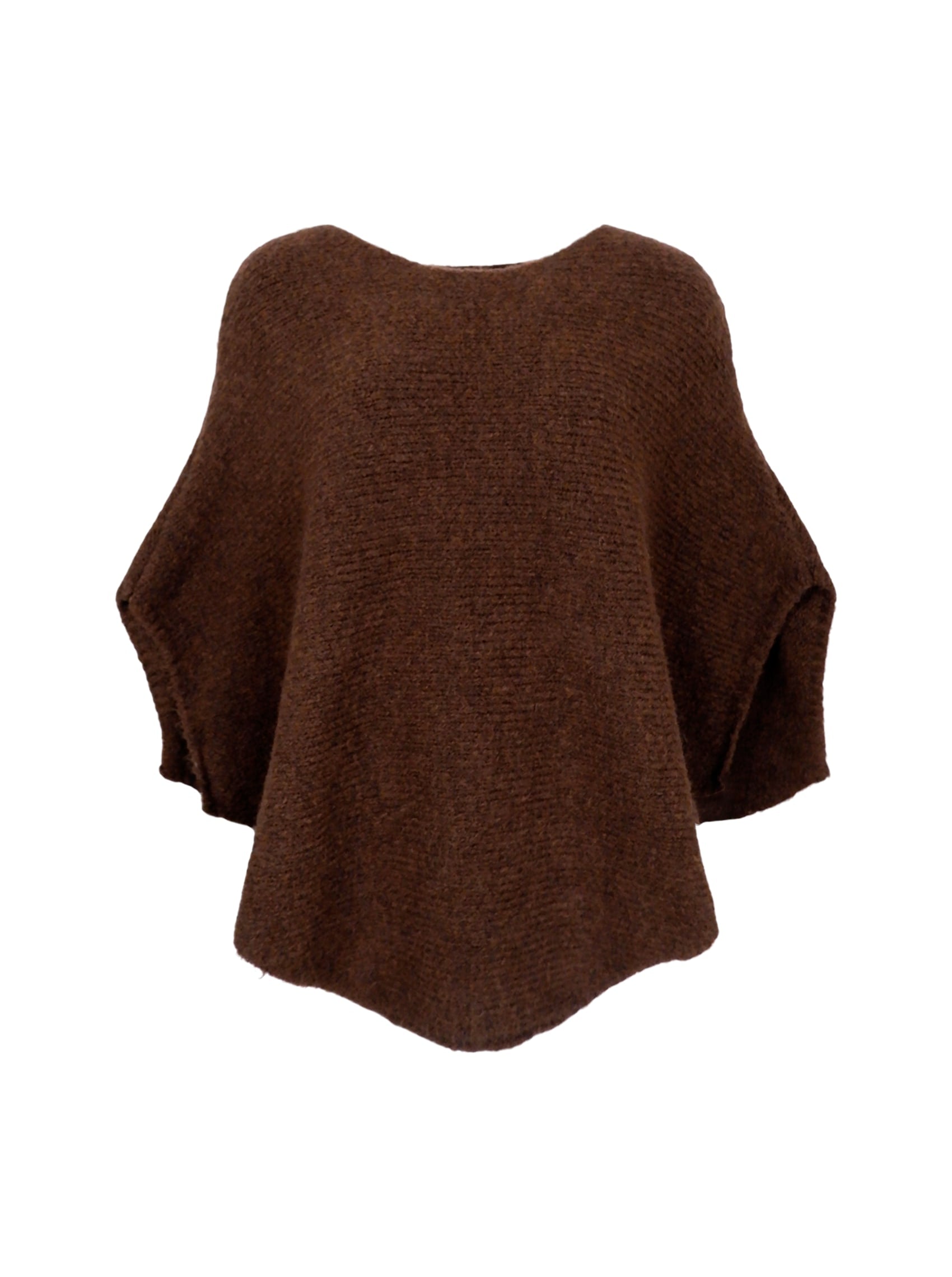 BCPELLA boucle poncho - Coffee - Black Colour