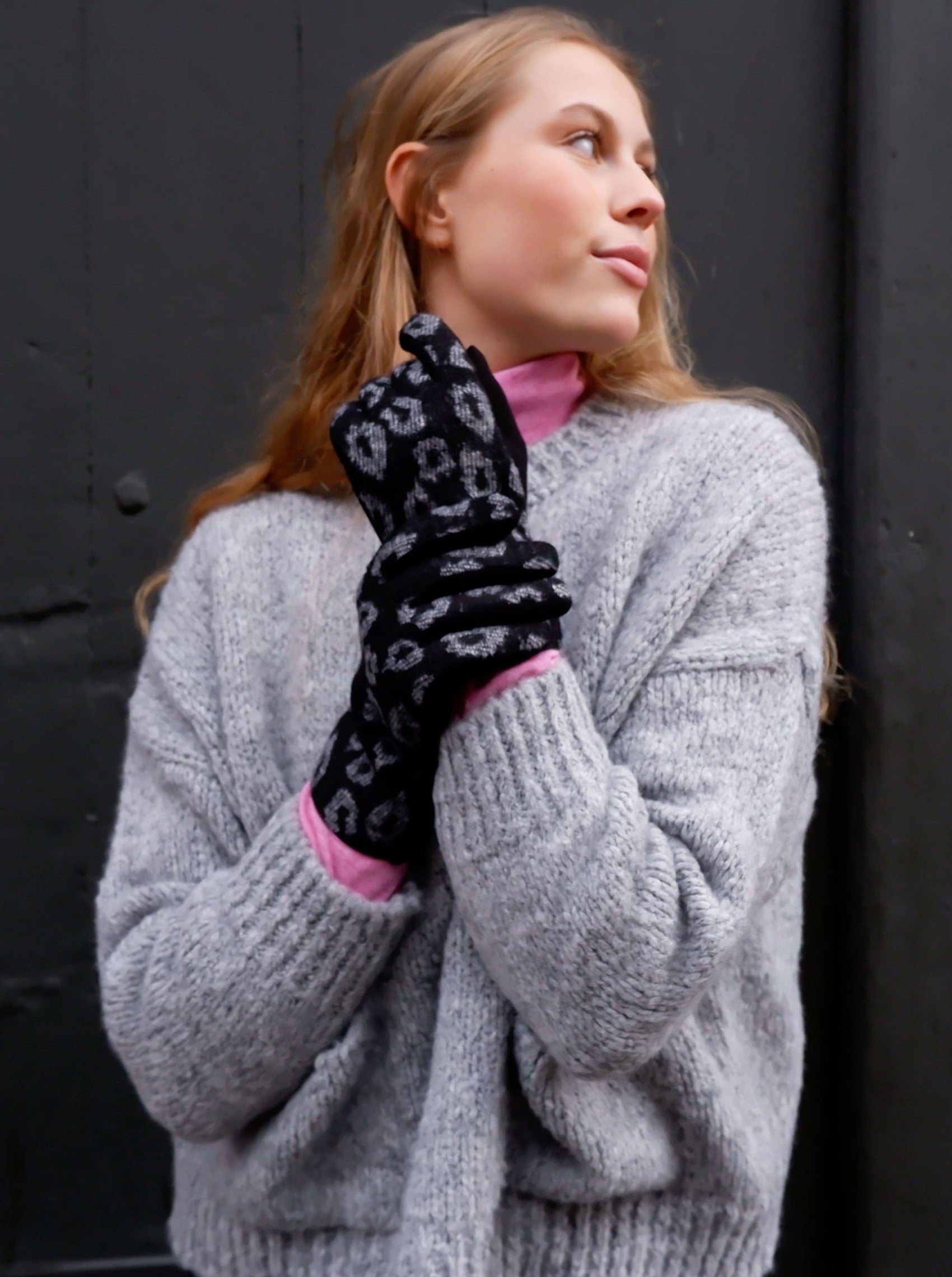 BCHELGA leopard gloves - Black - Black Colour