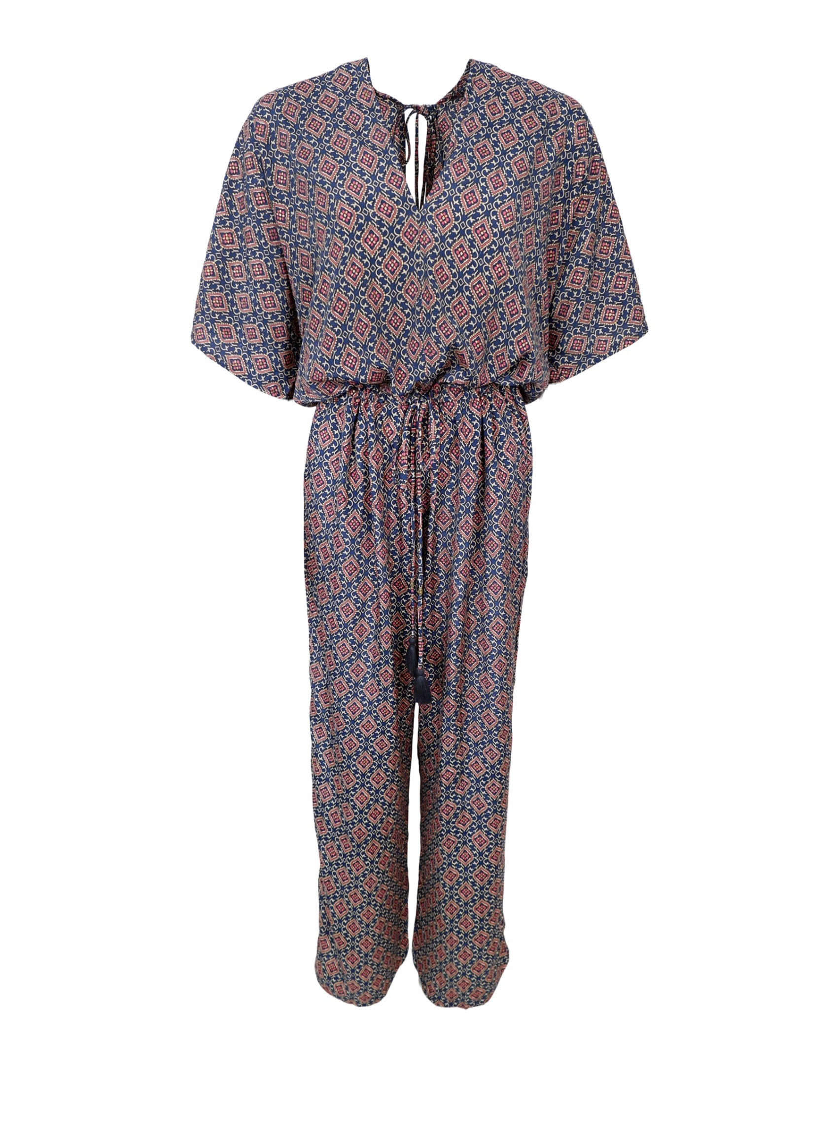 BCLUNA double v-neck jumpsuit - Poetic Blue - Black Colour