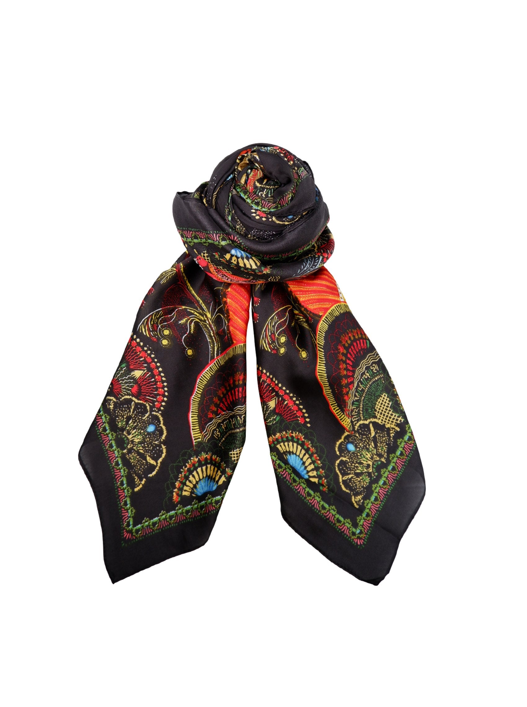 BCMONS satin scarf - Black - Black Colour