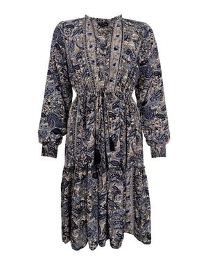 BCLUNA Rose boho short dress - Slate Grey - Black Colour