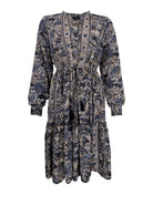 BCLUNA Rose boho short dress - Slate Grey - Black Colour