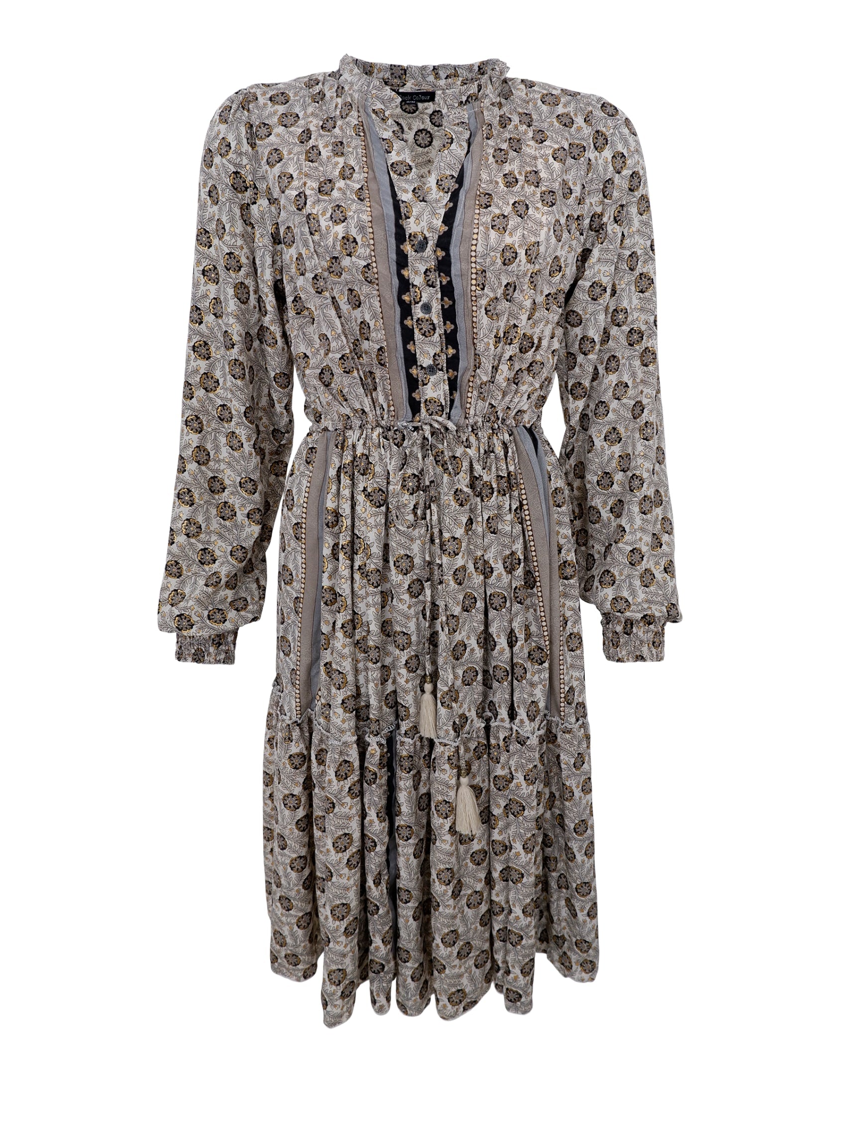 BCLUNA Rose boho short dress - Gold Grey - Black Colour